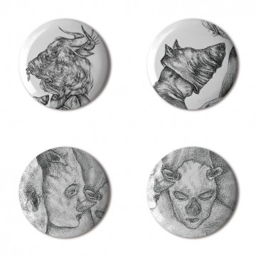 Gift Box: 4 button badges (Surreal Masks)